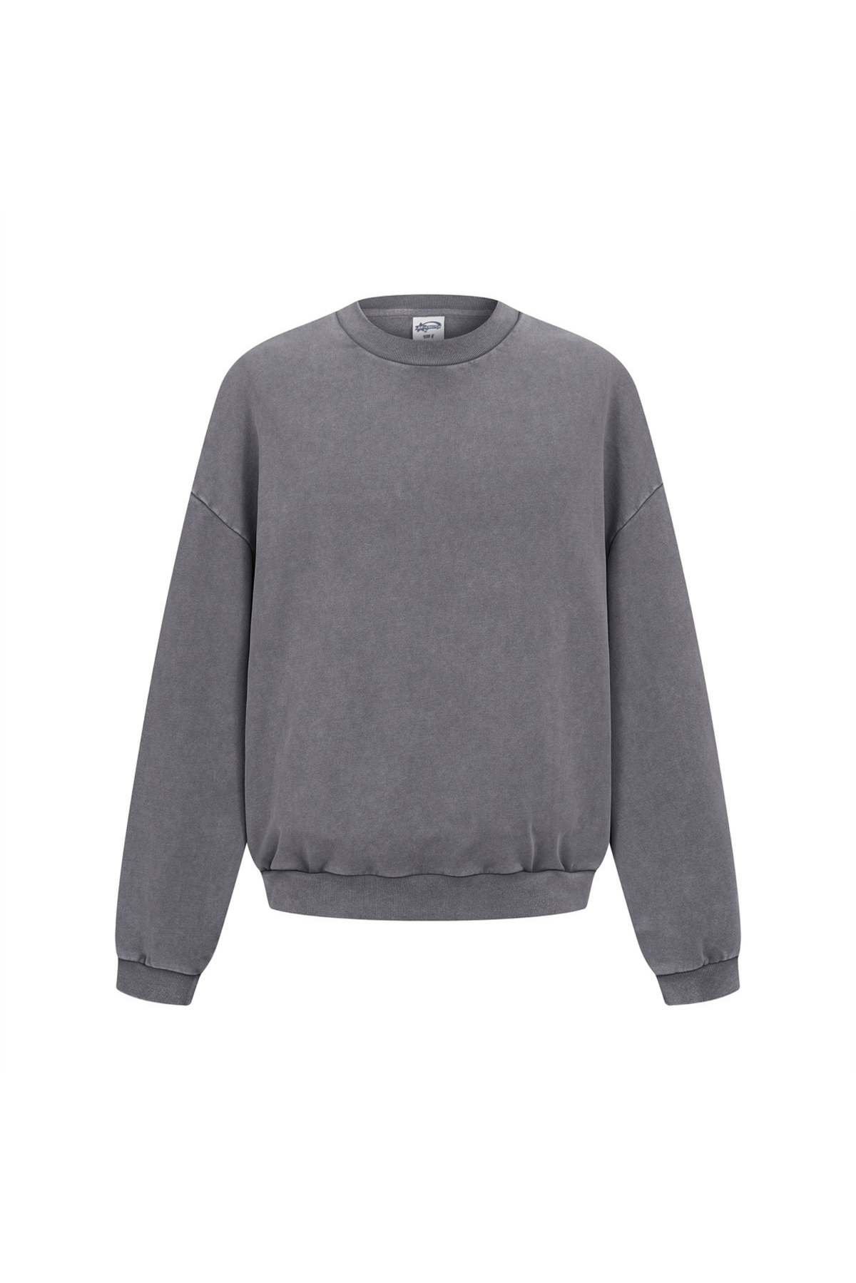 Washed Mock-Neck Sweatshirt in Charcoal – front view
