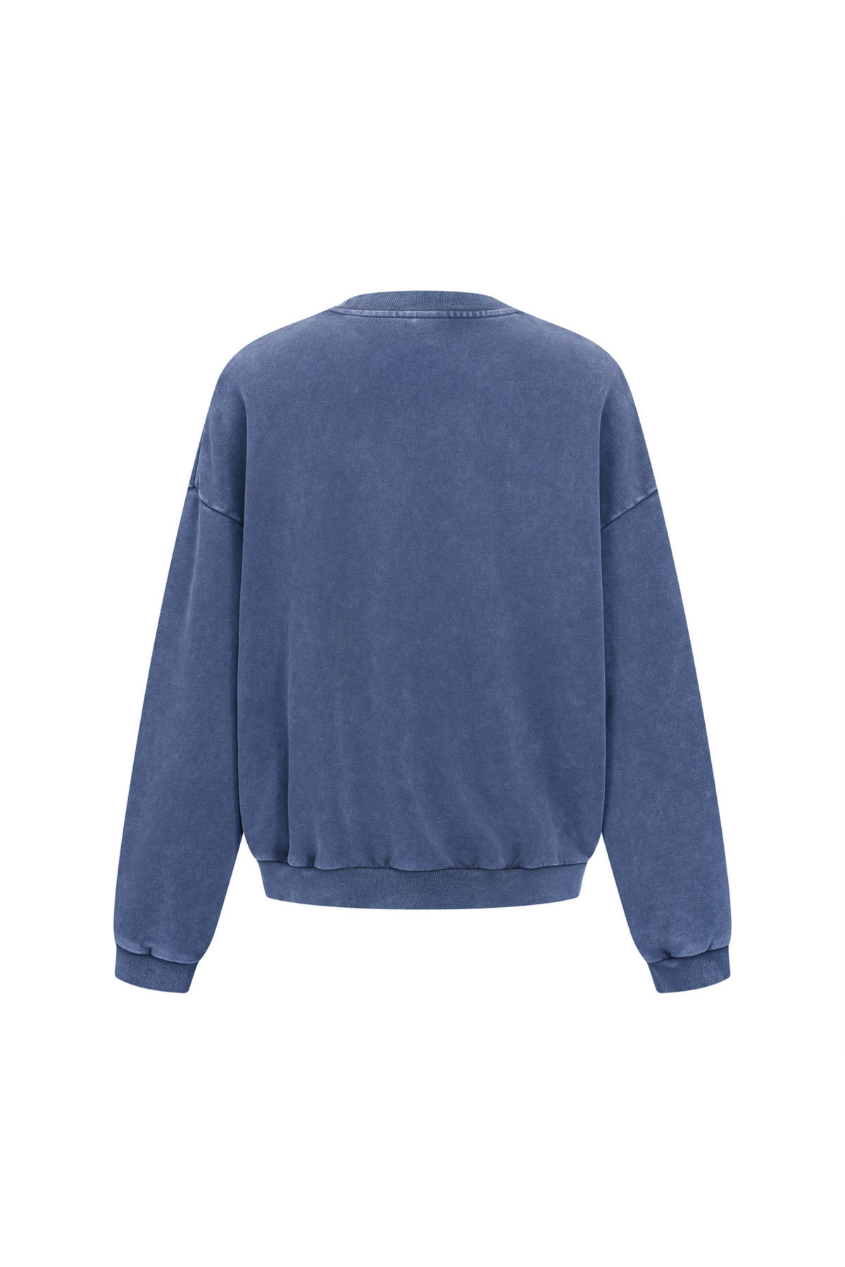 Washed Mock-Neck Sweatshirt in Navy – close-up detail
