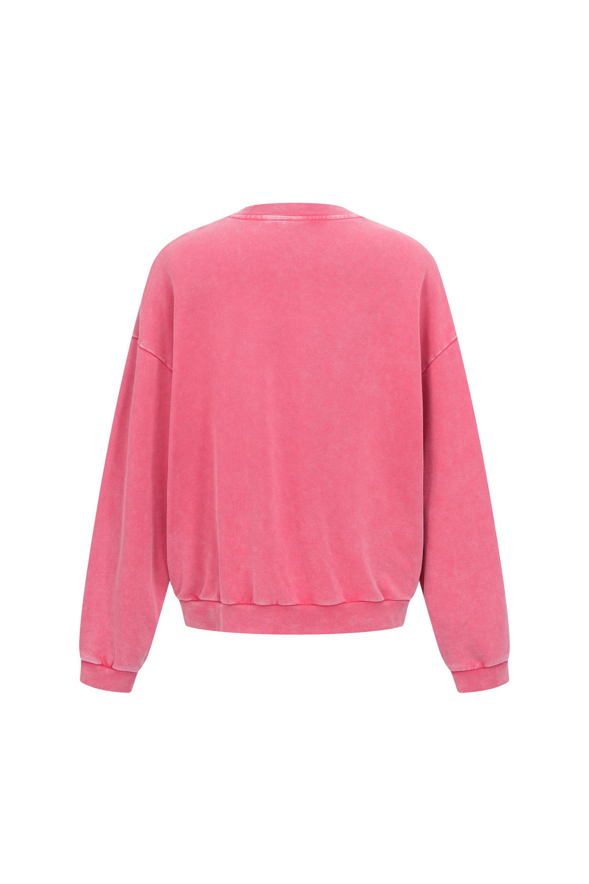 Washed Mock-Neck Sweatshirt in Rose Pink – close-up detail