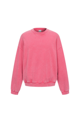 Washed Mock-Neck Sweatshirt in Rose Pink – front view