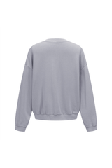 Washed Mock-Neck Sweatshirt in Light Grey – close-up detail