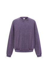 Washed Mock-Neck Sweatshirt in Dark Purple – front view