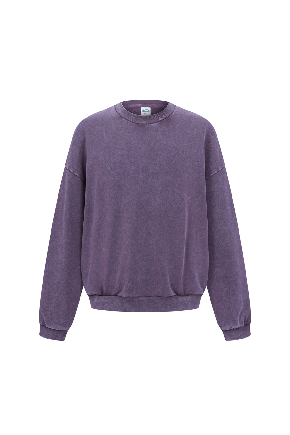 Washed Mock-Neck Sweatshirt in Dark Purple – front view