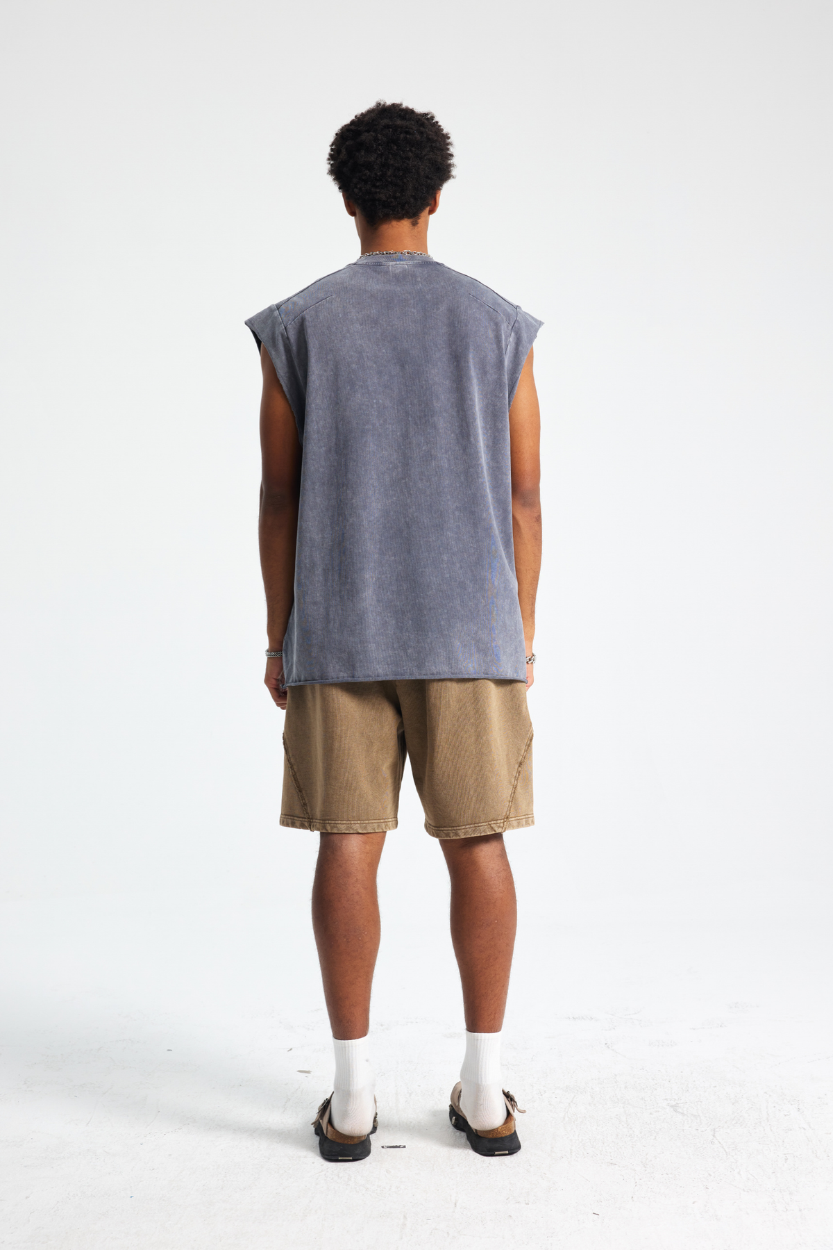 Raw-Edge Washed Sleeveless T-Shirt