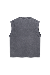 Raw-Edge Washed Sleeveless T-Shirt