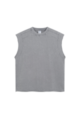 Raw-Edge Washed Sleeveless T-Shirt