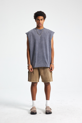 Raw-Edge Washed Sleeveless T-Shirt