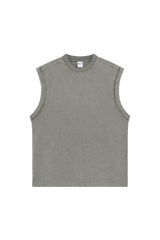Distressed Stone Wash Sleeveless T-Shirt