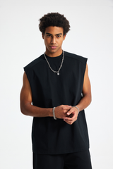 Quick Dry Raw-Edge Sleeveless T-Shirt