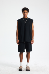 Quick Dry Raw-Edge Sleeveless T-Shirt
