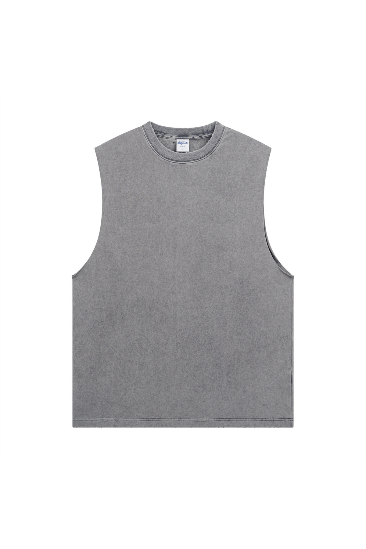 Distressed Raw-Edge Sleeveless T-Shirt