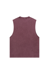 Distressed Raw-Edge Sleeveless T-Shirt