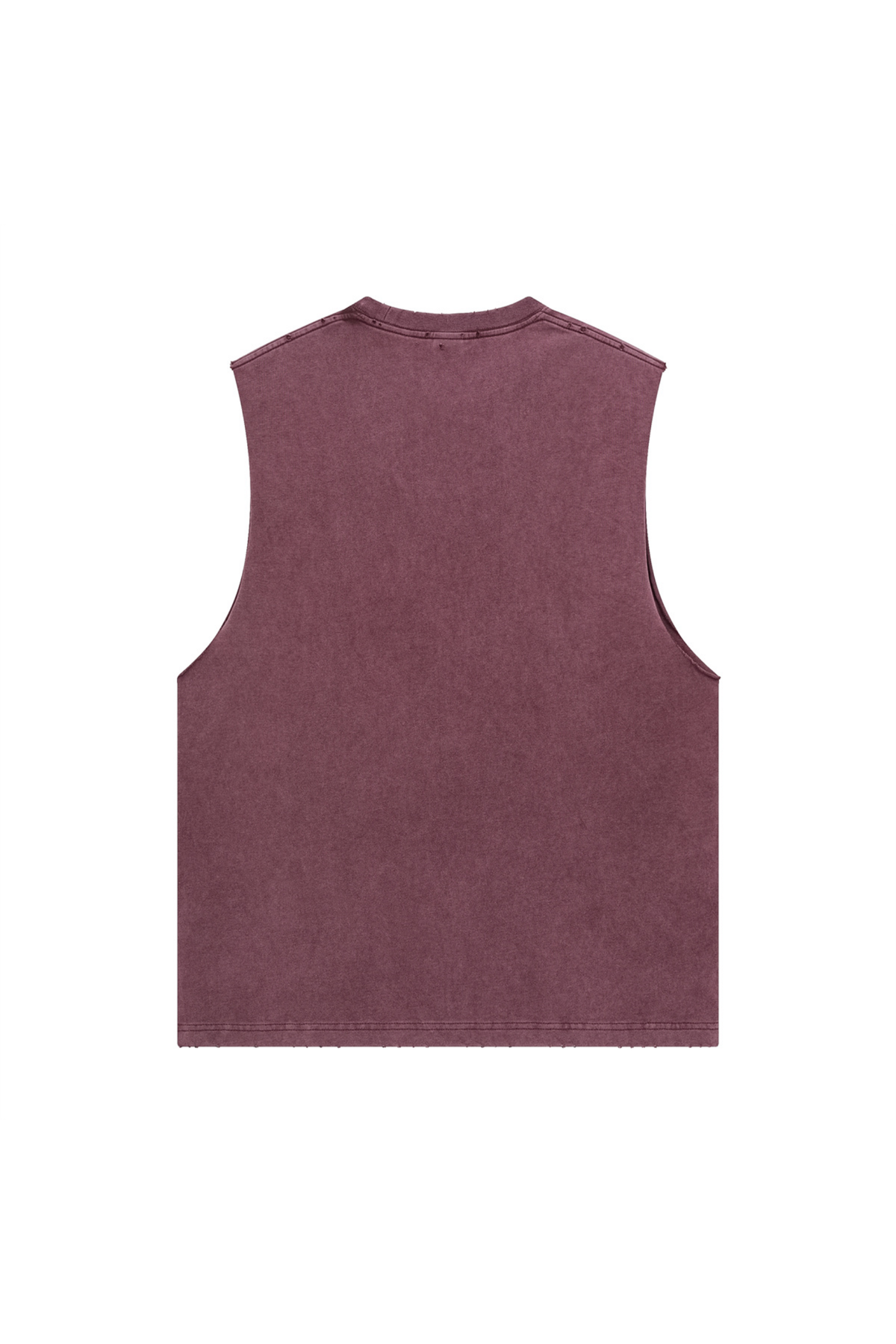 Distressed Raw-Edge Sleeveless T-Shirt