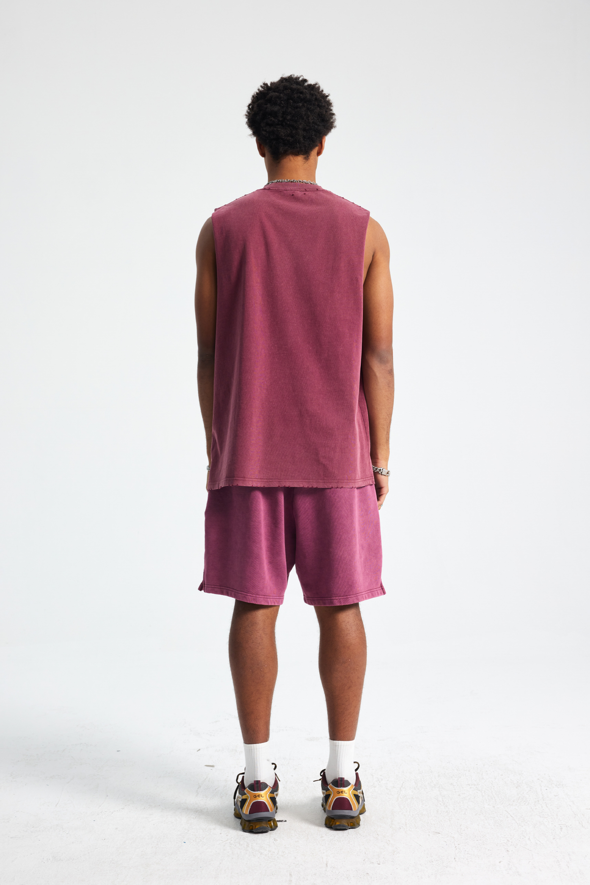 Distressed Raw-Edge Sleeveless T-Shirt