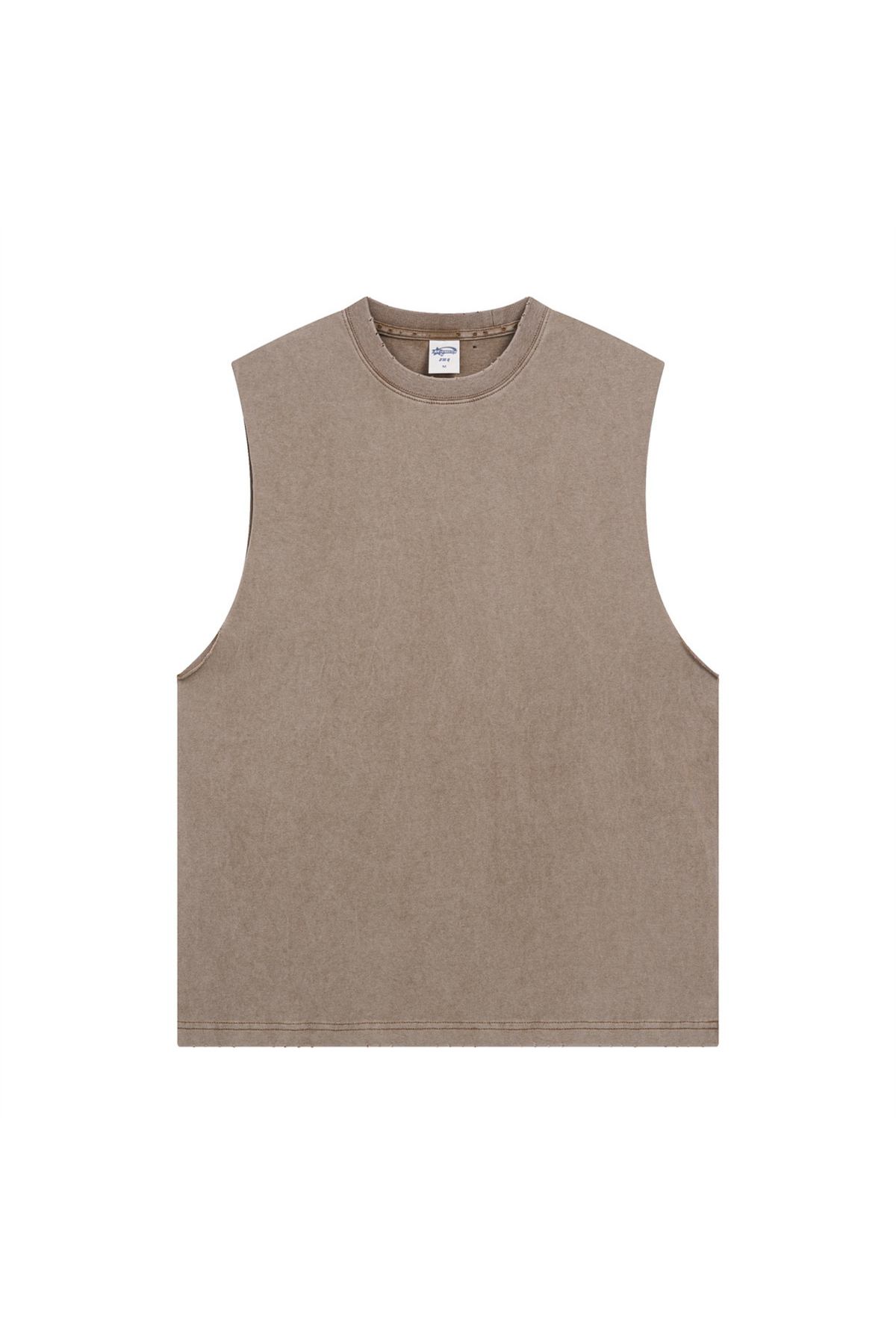 Distressed Raw-Edge Sleeveless T-Shirt