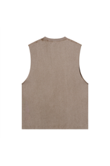 Distressed Raw-Edge Sleeveless T-Shirt