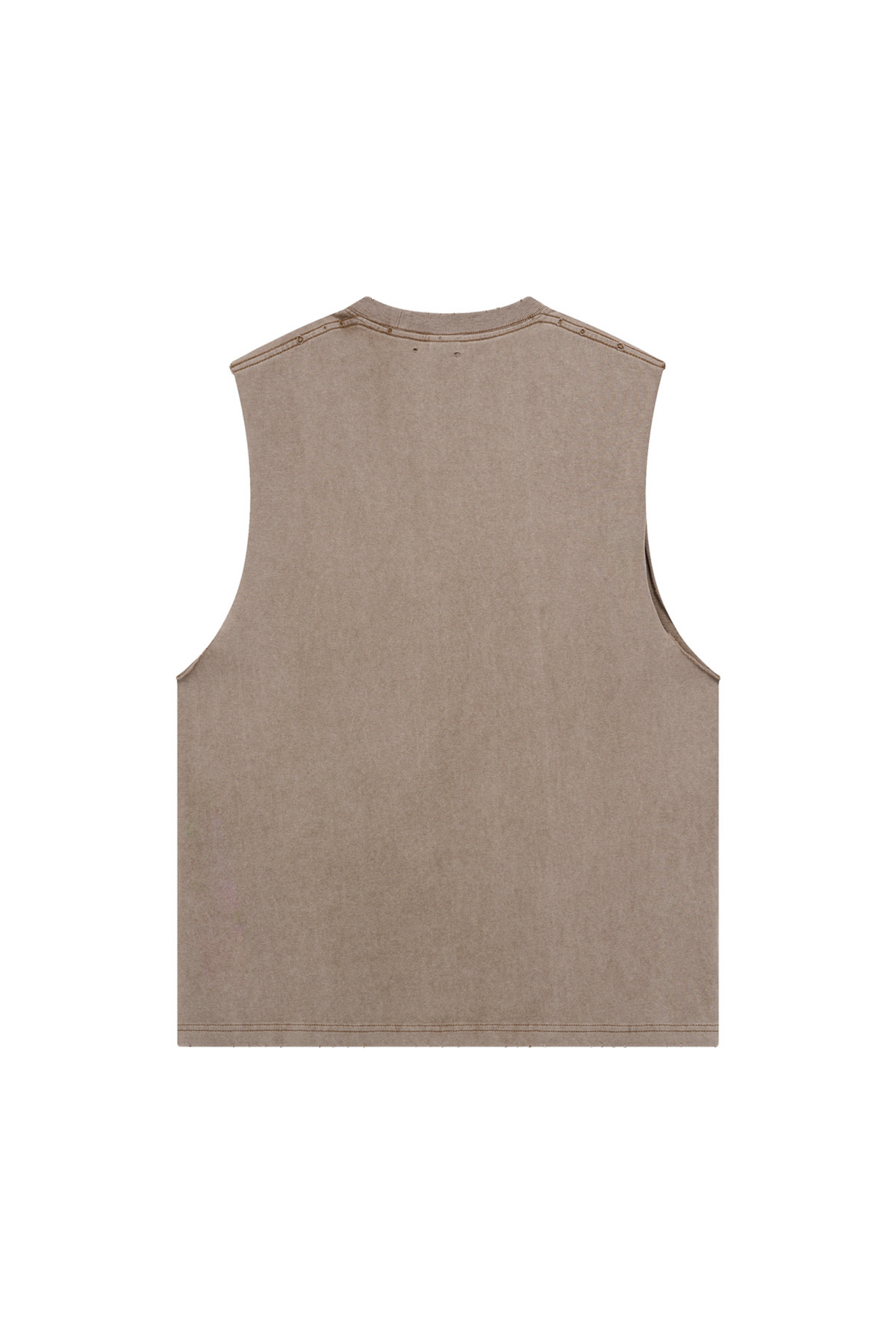 Distressed Raw-Edge Sleeveless T-Shirt