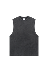 Distressed Raw-Edge Sleeveless T-Shirt