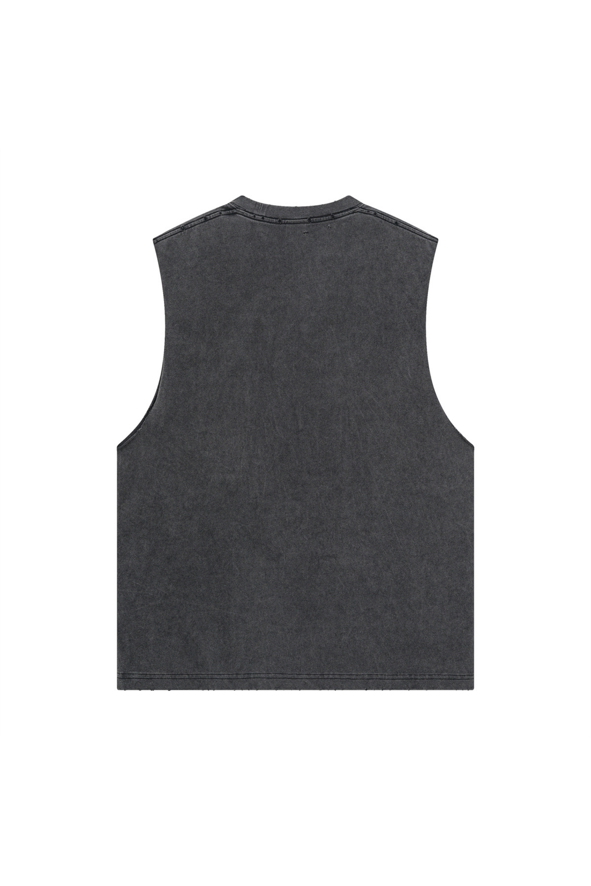 Distressed Raw-Edge Sleeveless T-Shirt
