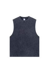 Distressed Raw-Edge Sleeveless T-Shirt