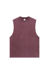Distressed Raw-Edge Sleeveless T-Shirt