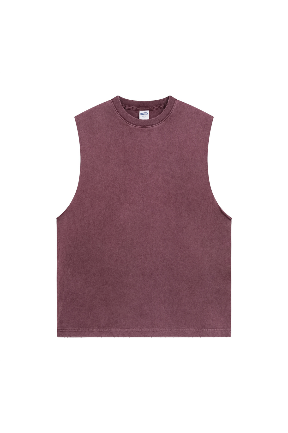 Distressed Raw-Edge Sleeveless T-Shirt