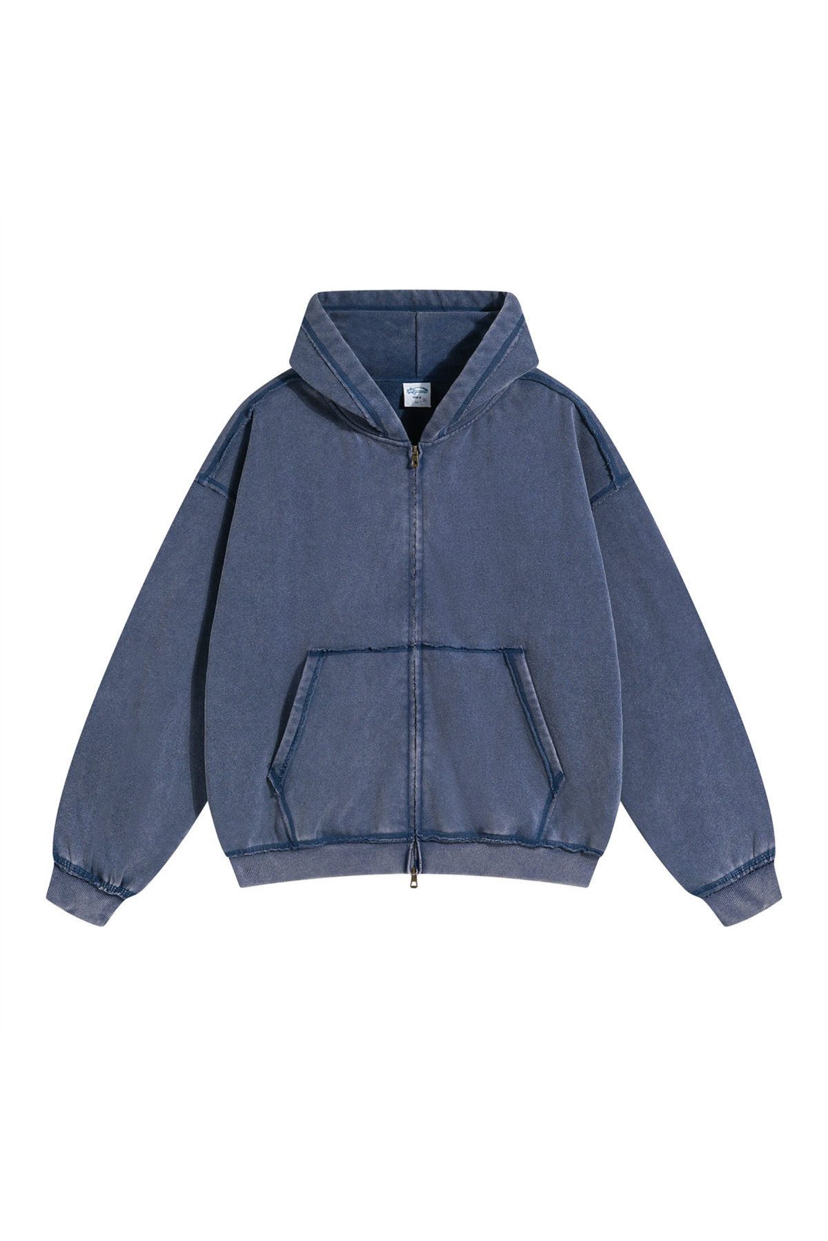 Raw Edge Two-Way Zip Hoodie