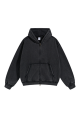 Raw Edge Two-Way Zip Hoodie