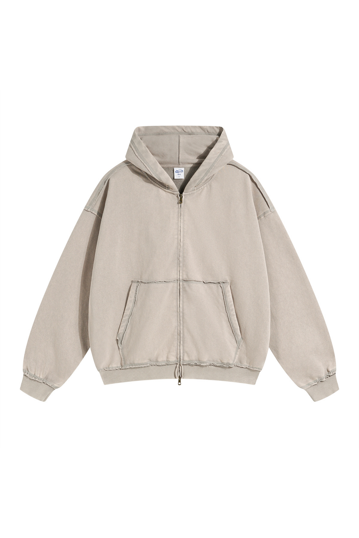 Raw Edge Two-Way Zip Hoodie