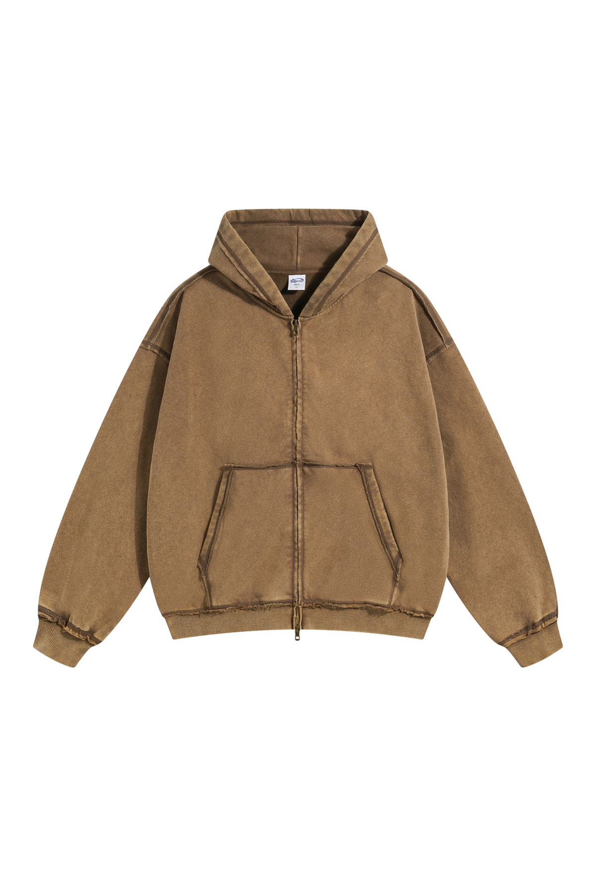 Raw Edge Two-Way Zip Hoodie