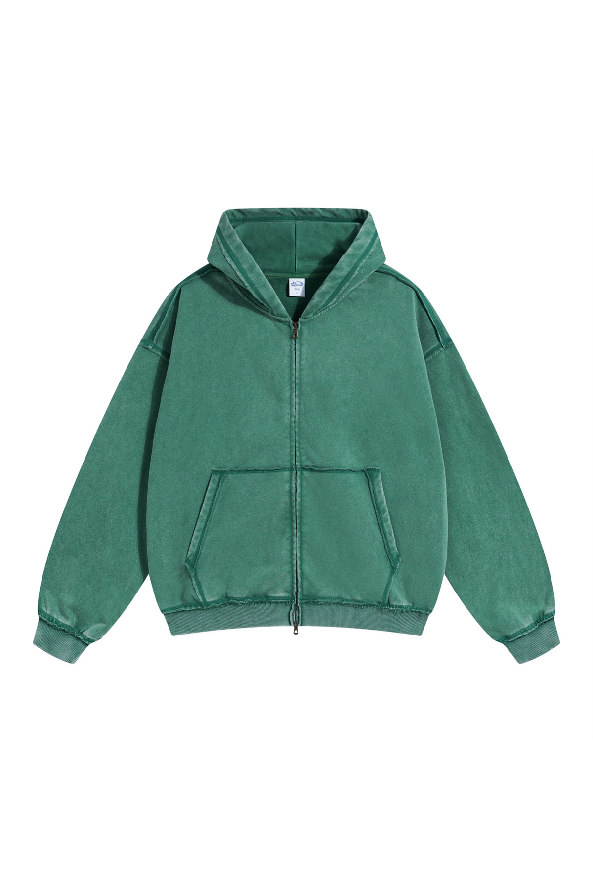 Raw Edge Two-Way Zip Hoodie