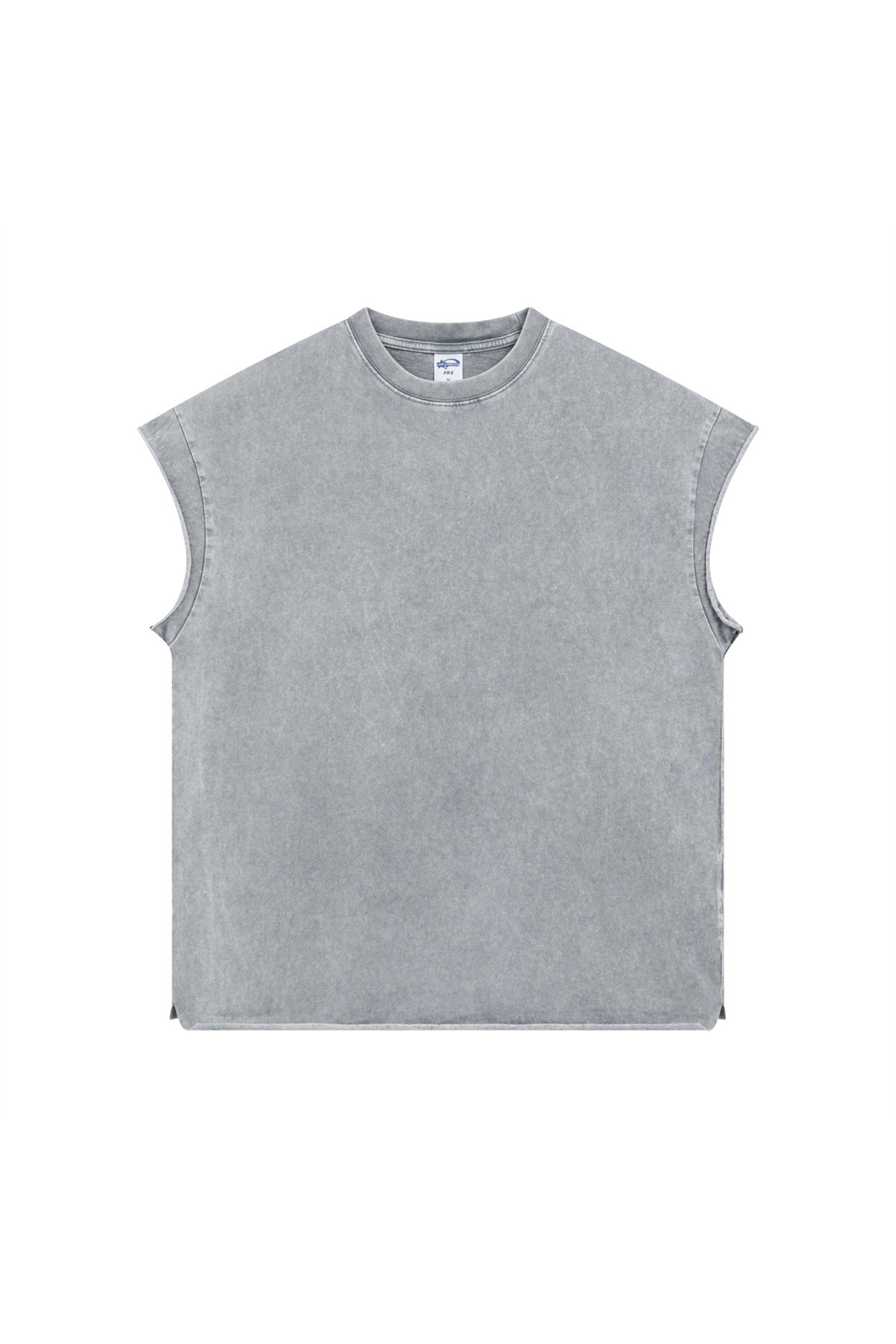 Stone Wash Raw-Edge Sleeveless T-Shirt