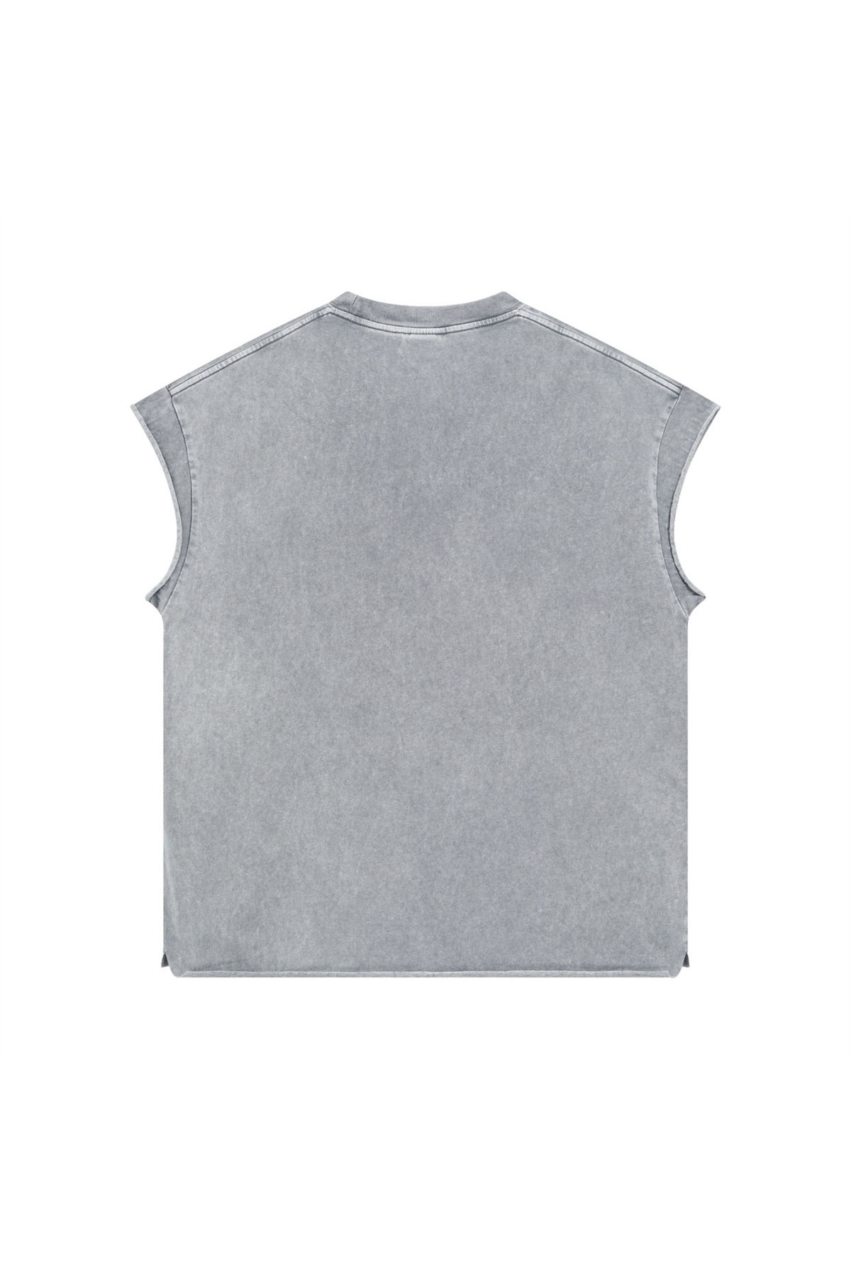 Stone Wash Raw-Edge Sleeveless T-Shirt