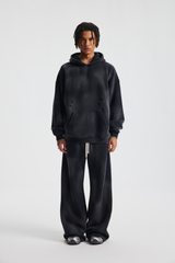 Distressed Pullover Hoodie – hood and neckline detail