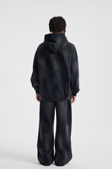 Distressed Pullover Hoodie – washed fabric detail