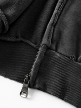 Boxy Distressed Zip Hoodie