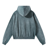 Boxy Distressed Zip Hoodie