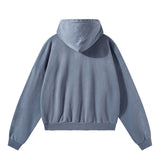 Boxy Distressed Zip Hoodie