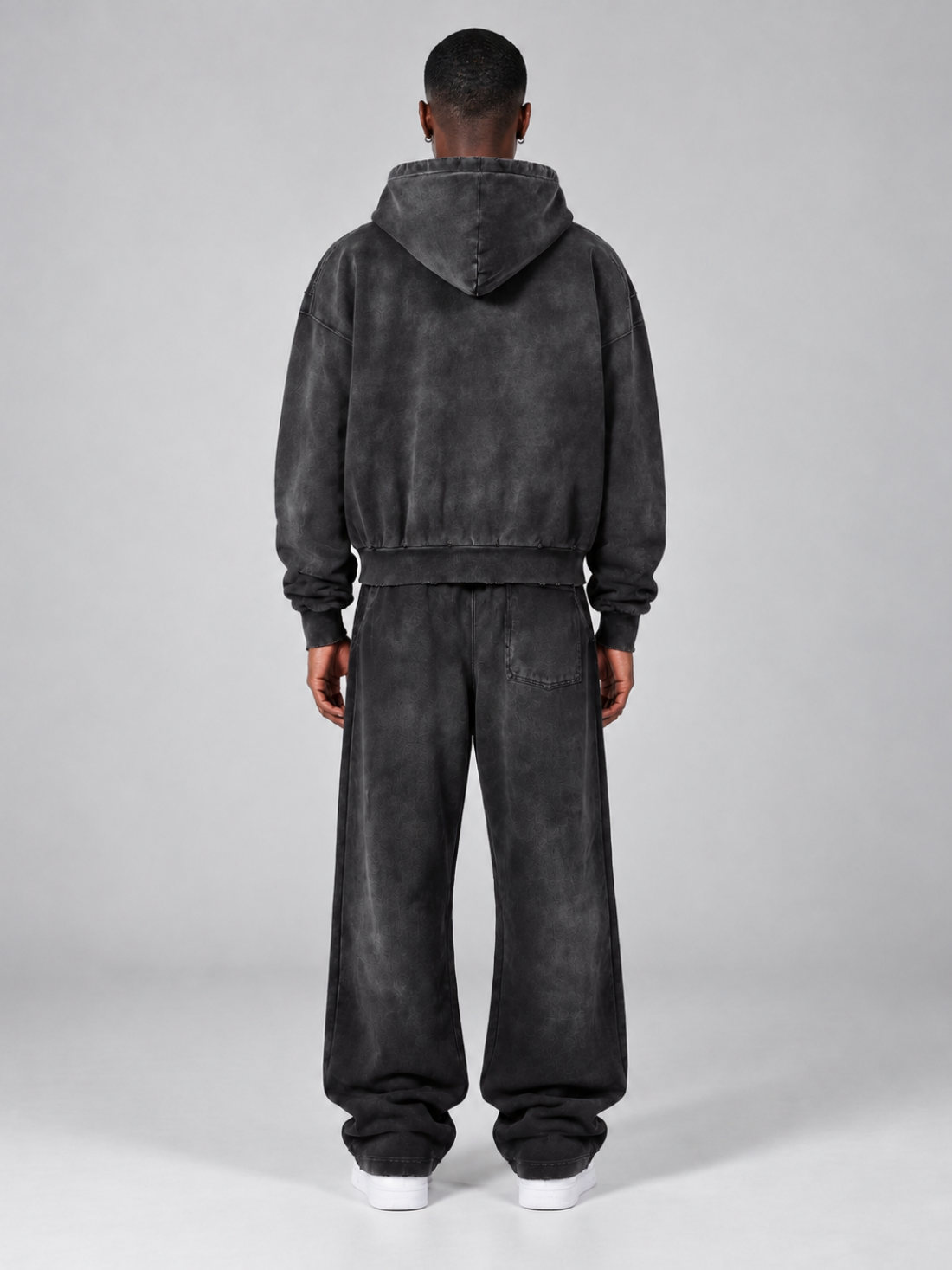 Boxy Distressed Zip Hoodie