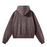 Boxy Distressed Zip Hoodie