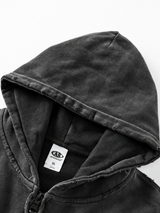 Boxy Distressed Zip Hoodie