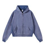 Boxy Distressed Zip Hoodie