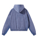 Boxy Distressed Zip Hoodie