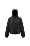 High-Neck Panelled Zip Hoodie in Black – front view