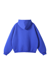 Fleece-Lined Pullover Hoodie in Blue – back product view