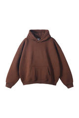 Fleece-Lined Pullover Hoodie in Chocolate Brown – front product view