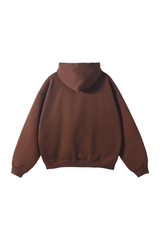 Fleece-Lined Pullover Hoodie in Chocolate Brown – back product view