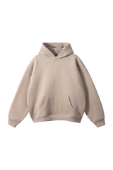 Fleece-Lined Pullover Hoodie in Beige – front product view