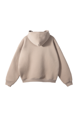 Fleece-Lined Pullover Hoodie in Beige – back product view