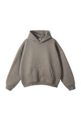 Fleece-Lined Pullover Hoodie in Taupe – front product view